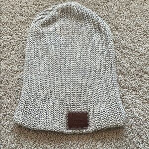 Knit Beanie with Leather Patch